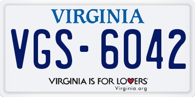VA license plate VGS6042