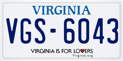 VA license plate VGS6043