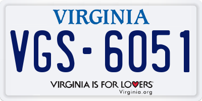 VA license plate VGS6051