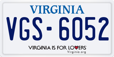 VA license plate VGS6052