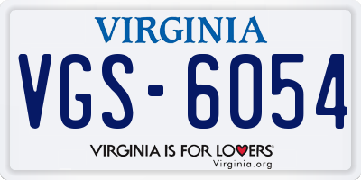 VA license plate VGS6054