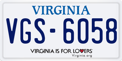 VA license plate VGS6058