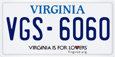 VA license plate VGS6060