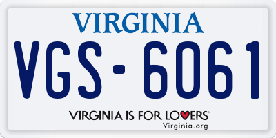 VA license plate VGS6061