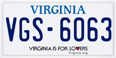 VA license plate VGS6063
