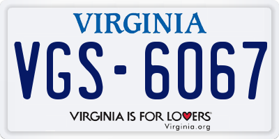 VA license plate VGS6067