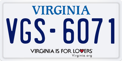 VA license plate VGS6071