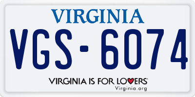 VA license plate VGS6074