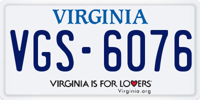 VA license plate VGS6076
