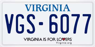 VA license plate VGS6077