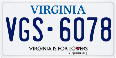 VA license plate VGS6078