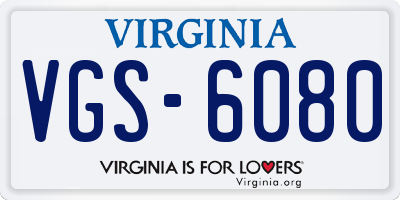 VA license plate VGS6080