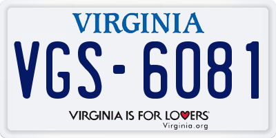 VA license plate VGS6081