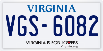 VA license plate VGS6082