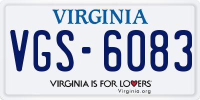 VA license plate VGS6083