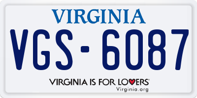 VA license plate VGS6087