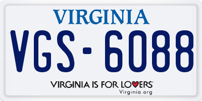 VA license plate VGS6088