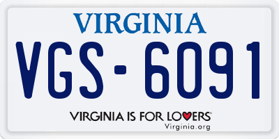 VA license plate VGS6091