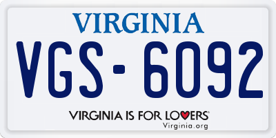 VA license plate VGS6092