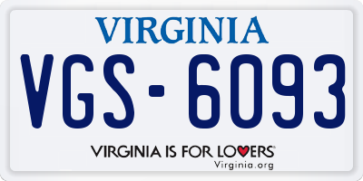 VA license plate VGS6093