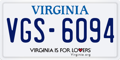 VA license plate VGS6094