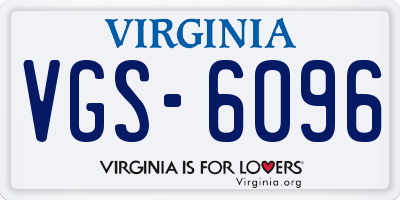 VA license plate VGS6096