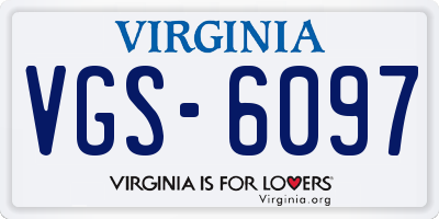 VA license plate VGS6097