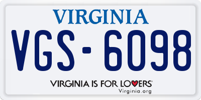 VA license plate VGS6098