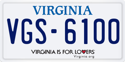 VA license plate VGS6100