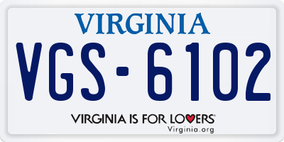 VA license plate VGS6102