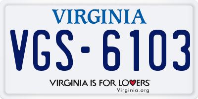 VA license plate VGS6103