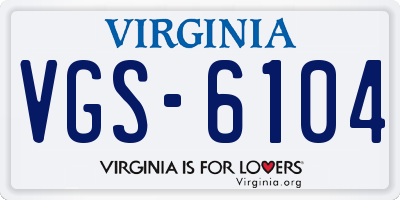 VA license plate VGS6104