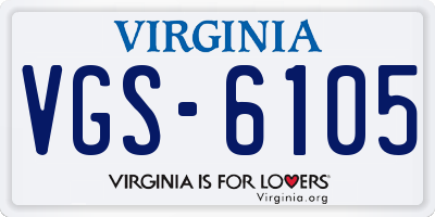 VA license plate VGS6105