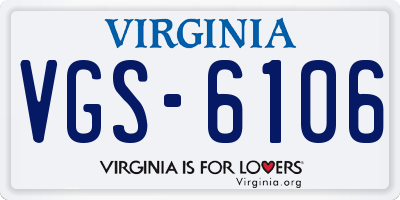 VA license plate VGS6106
