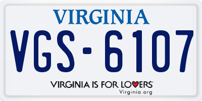 VA license plate VGS6107