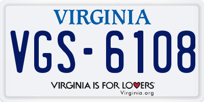 VA license plate VGS6108