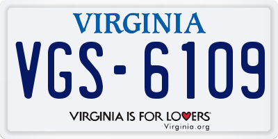 VA license plate VGS6109