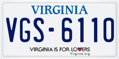 VA license plate VGS6110