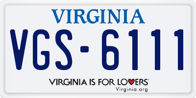 VA license plate VGS6111