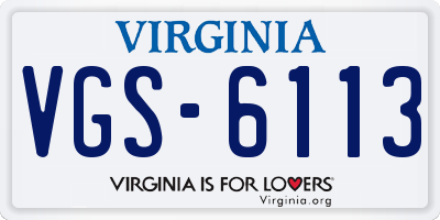 VA license plate VGS6113