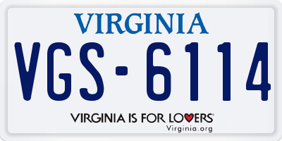 VA license plate VGS6114