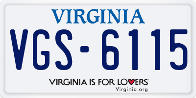 VA license plate VGS6115