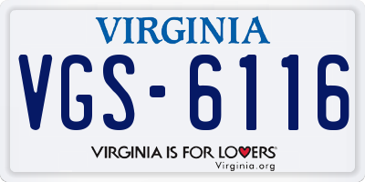 VA license plate VGS6116
