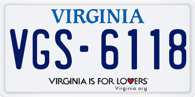 VA license plate VGS6118