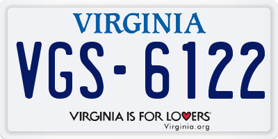 VA license plate VGS6122