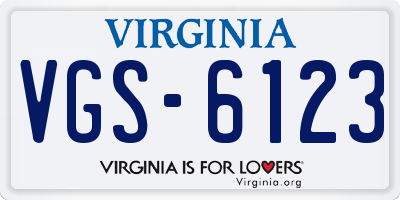 VA license plate VGS6123