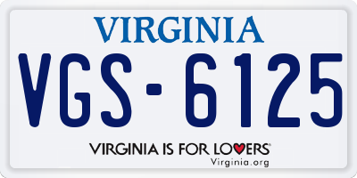VA license plate VGS6125