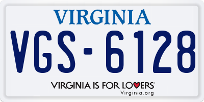 VA license plate VGS6128