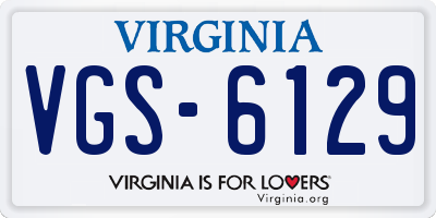 VA license plate VGS6129