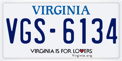 VA license plate VGS6134